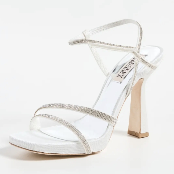 Badgley Mischka Shoes - WORN 1X Badgley Mischka Soft White Urbana Strappy Formal Sparkle Sandal Size 8.5